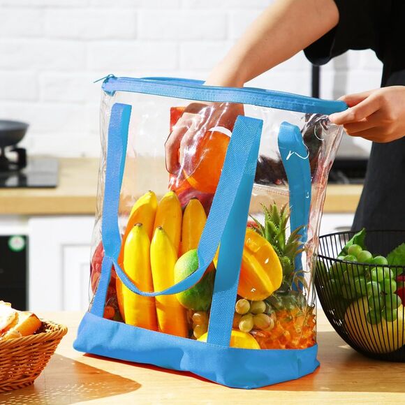 Clear PVC Tote Pack Bag Women Transparent Handbag Zip Purse Stadium Security - Picture 2 of 5